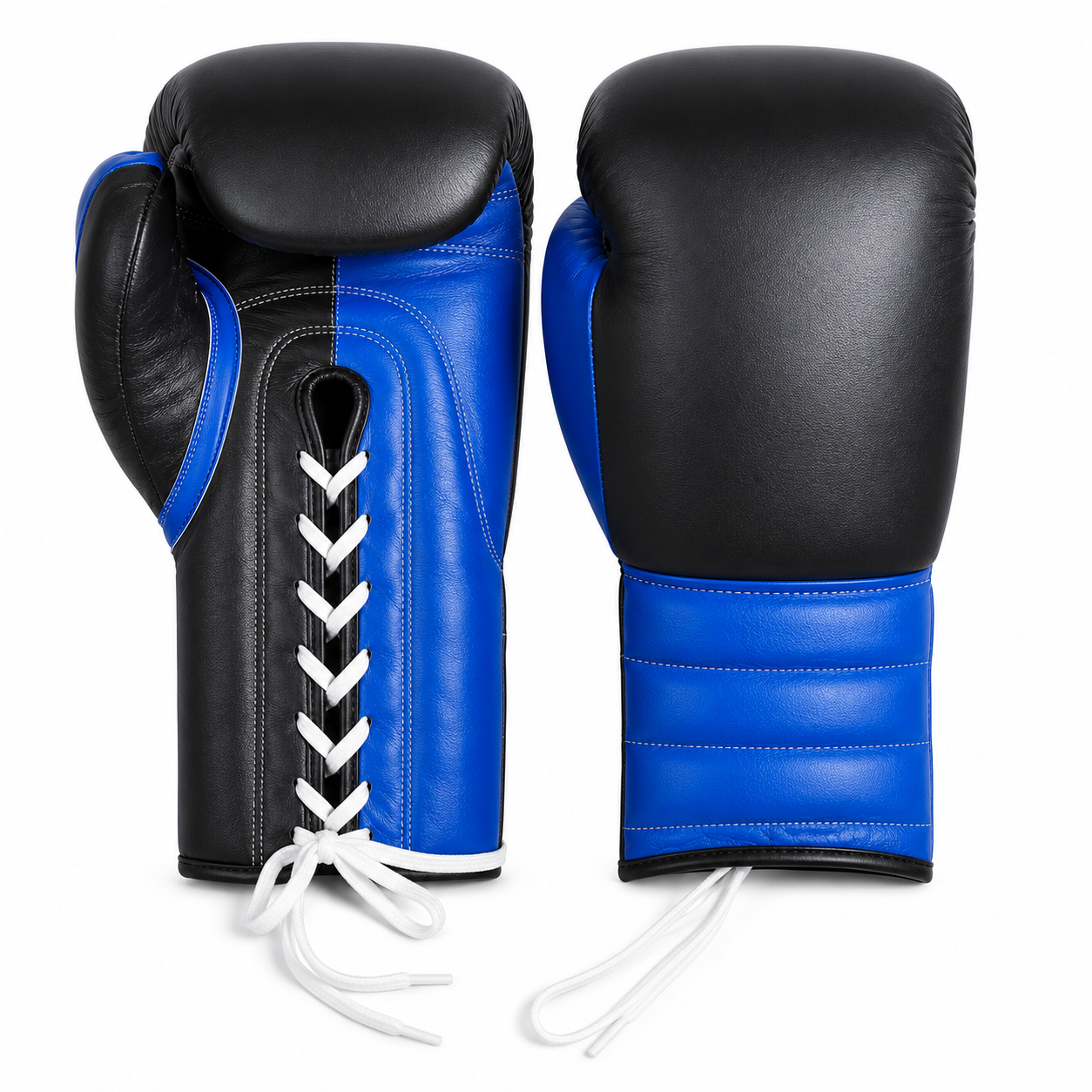 Premium Genuine Leather Lace-Up Boxing Gloves for Professional Training & Sparring