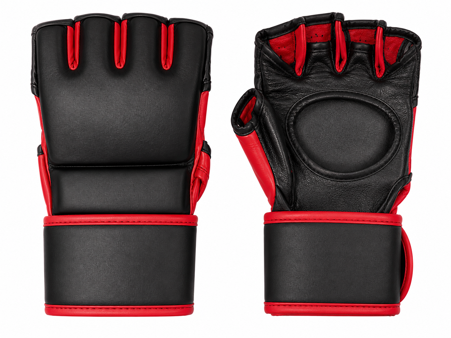 MMA Gloves Genuine Leather Black & Red | OEM & Private Label Manufacturer