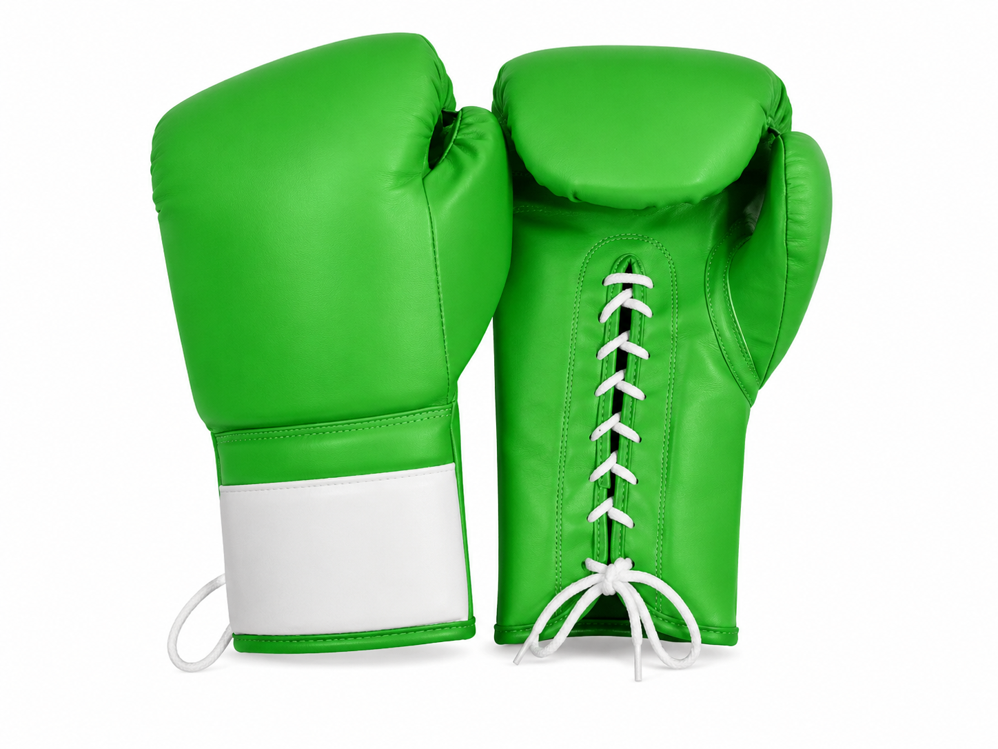 Lace-Up Boxing Gloves PU Leather Green OEM Sports Equipment Manufacture